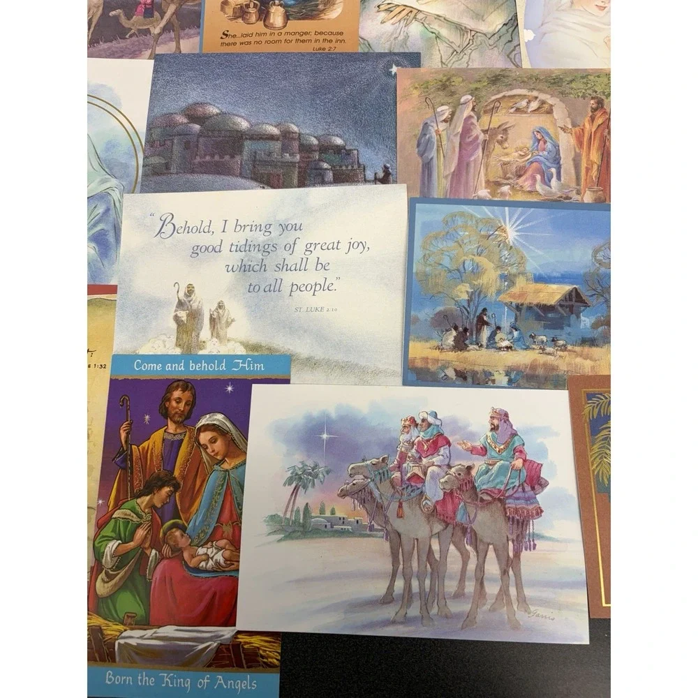 Vintage Christmas Cards Fronts ONLY Nativity Scrapbooking Crafts Lot of 50+